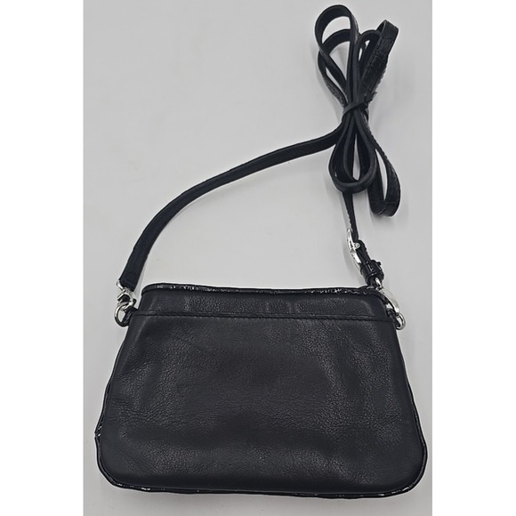 BRIGHTON Small Black Patent Leather SILVER ADORNED Shoulder Bag Cross Body - Picture 4 of 10